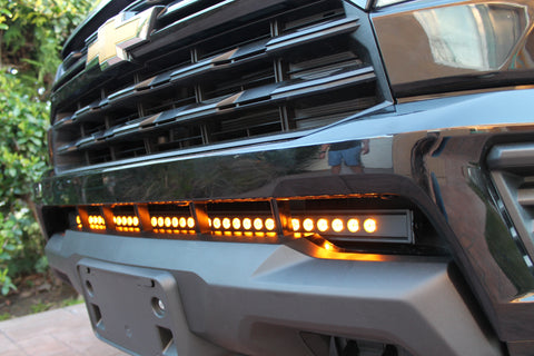2021-2023 black Chevrolet Colorado one 40in Light Bar behind grille amber color - M&R Automotive