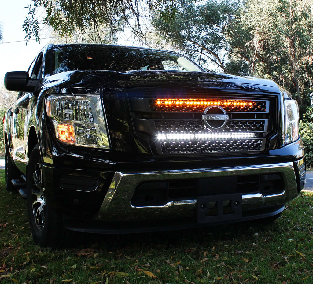 2017+ Nissan Titan light bar inside the grille for off roading by M&R automotive