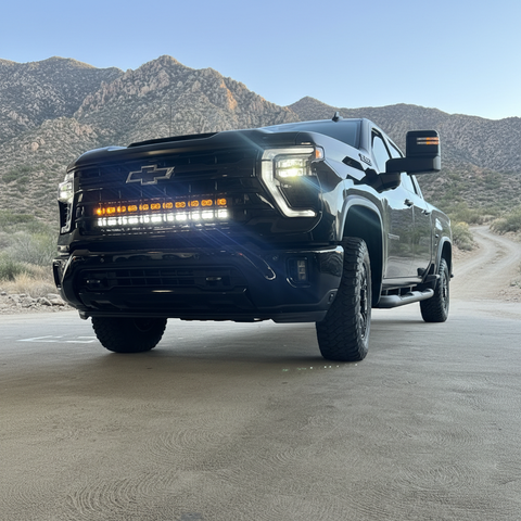 black 2025 Chevrolet Silverado HD 2500 & 3500 with off road light bars