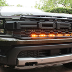 2024 ranger raptor dual LED light bars in amber behind the grille