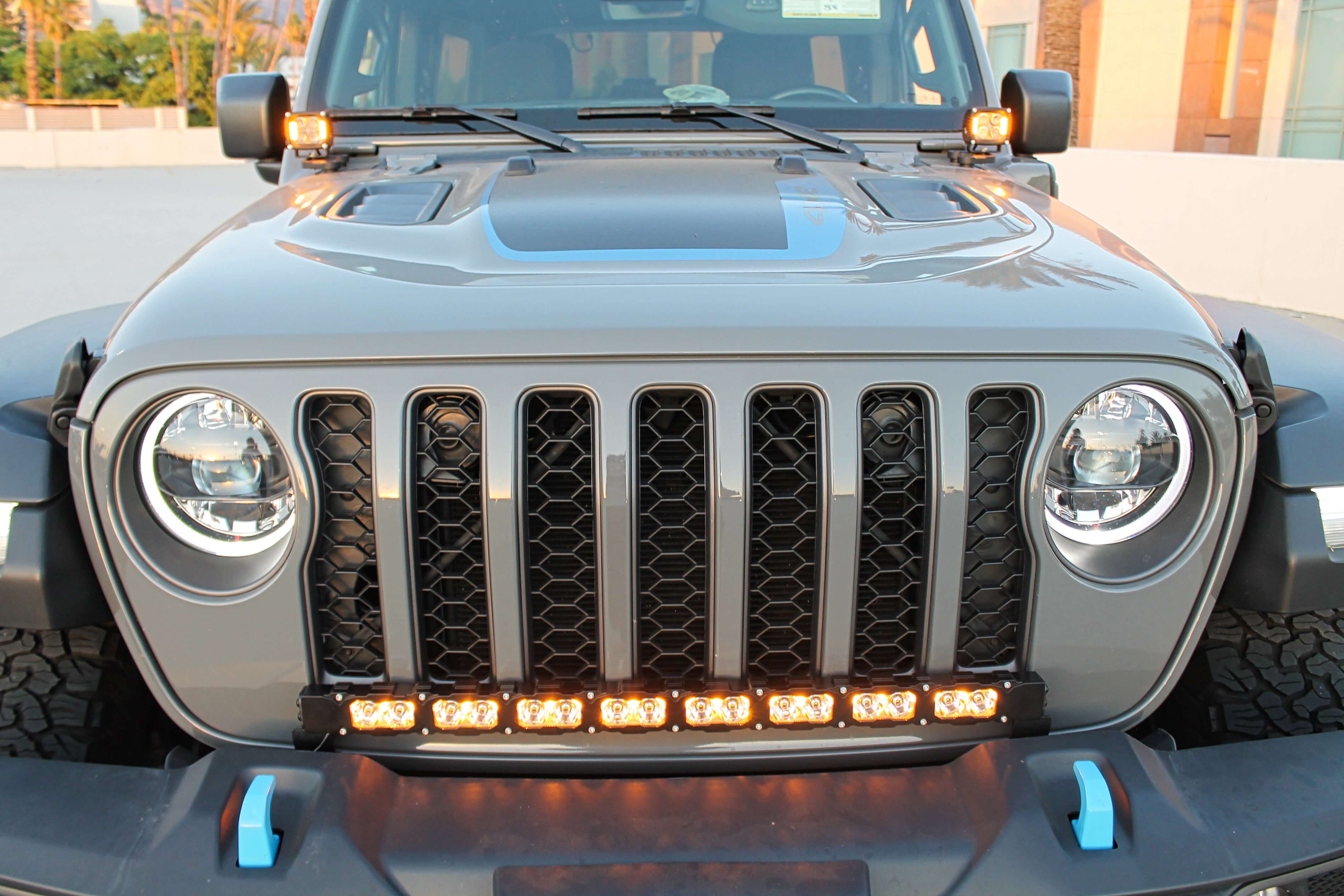 Jeep Wrangler JL light bar 2017+ (JL) 30in Light Bar - PRO front view under hood