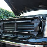 nissan titan grille off showing two led light bars and metal brackets for off roading