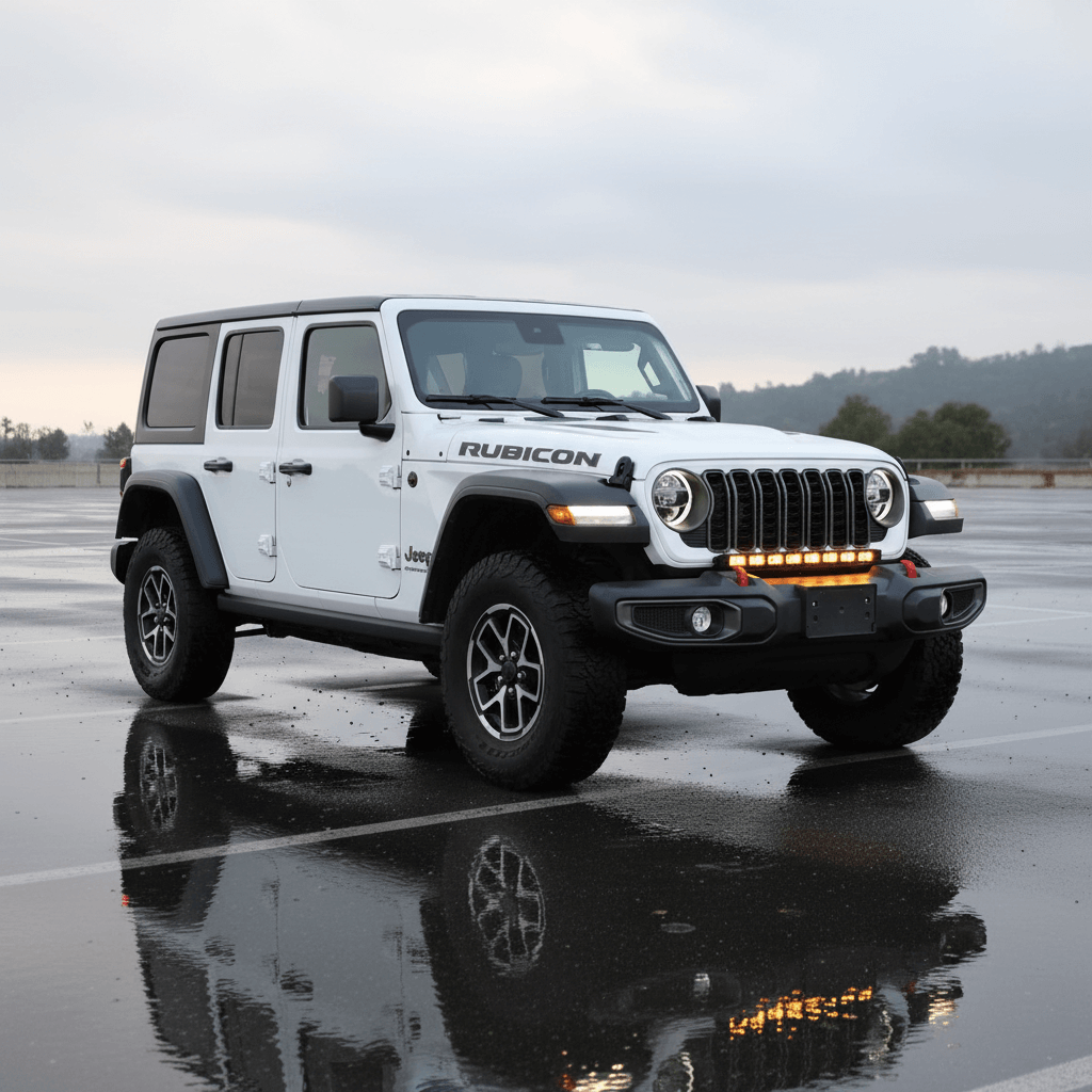 Jeep Wrangler JL 30in PRO light bar on a white Rubicon 4x4 with combo-pattern optics