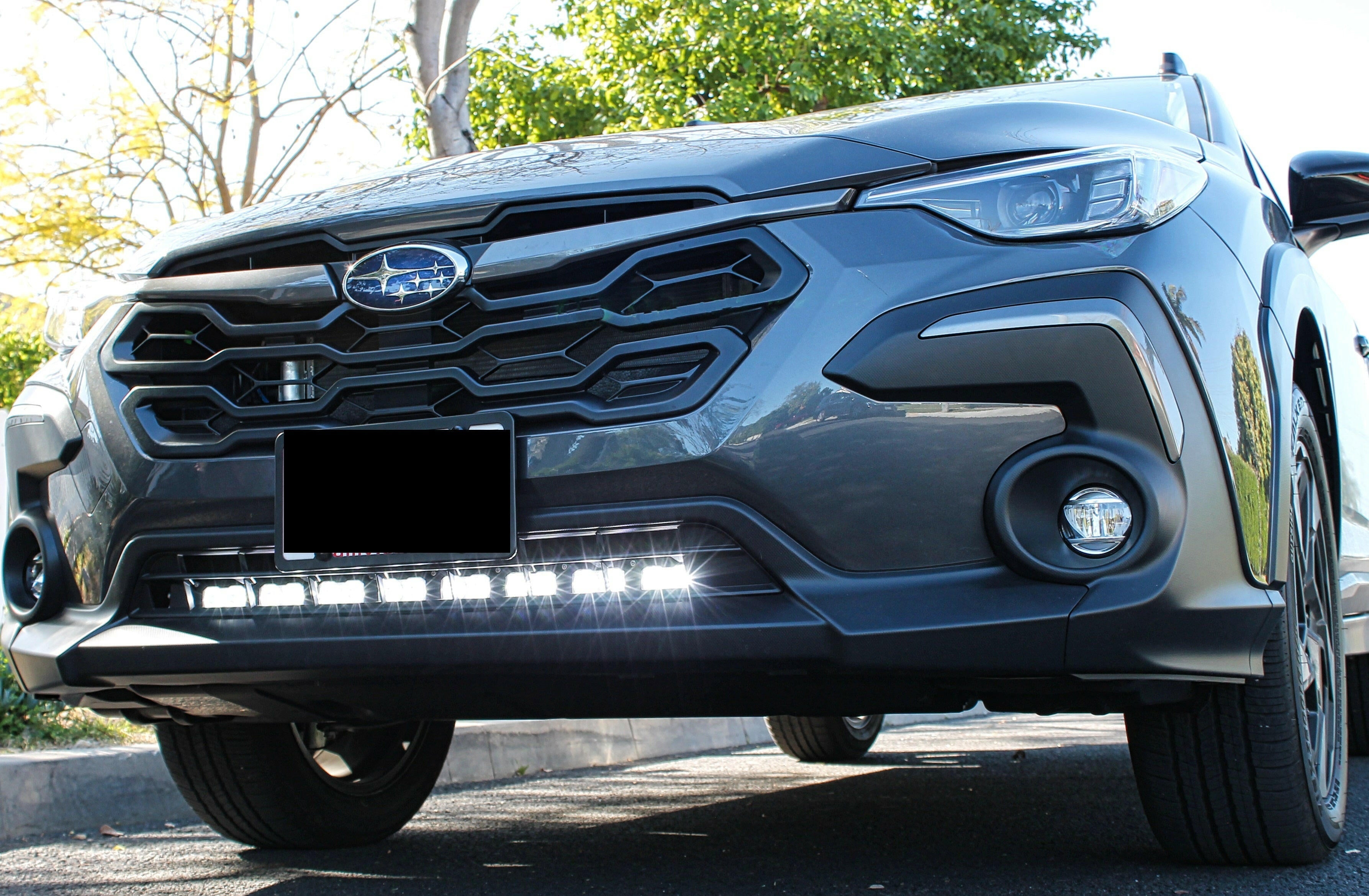 gray subaru crosstrek led light bar white off roading