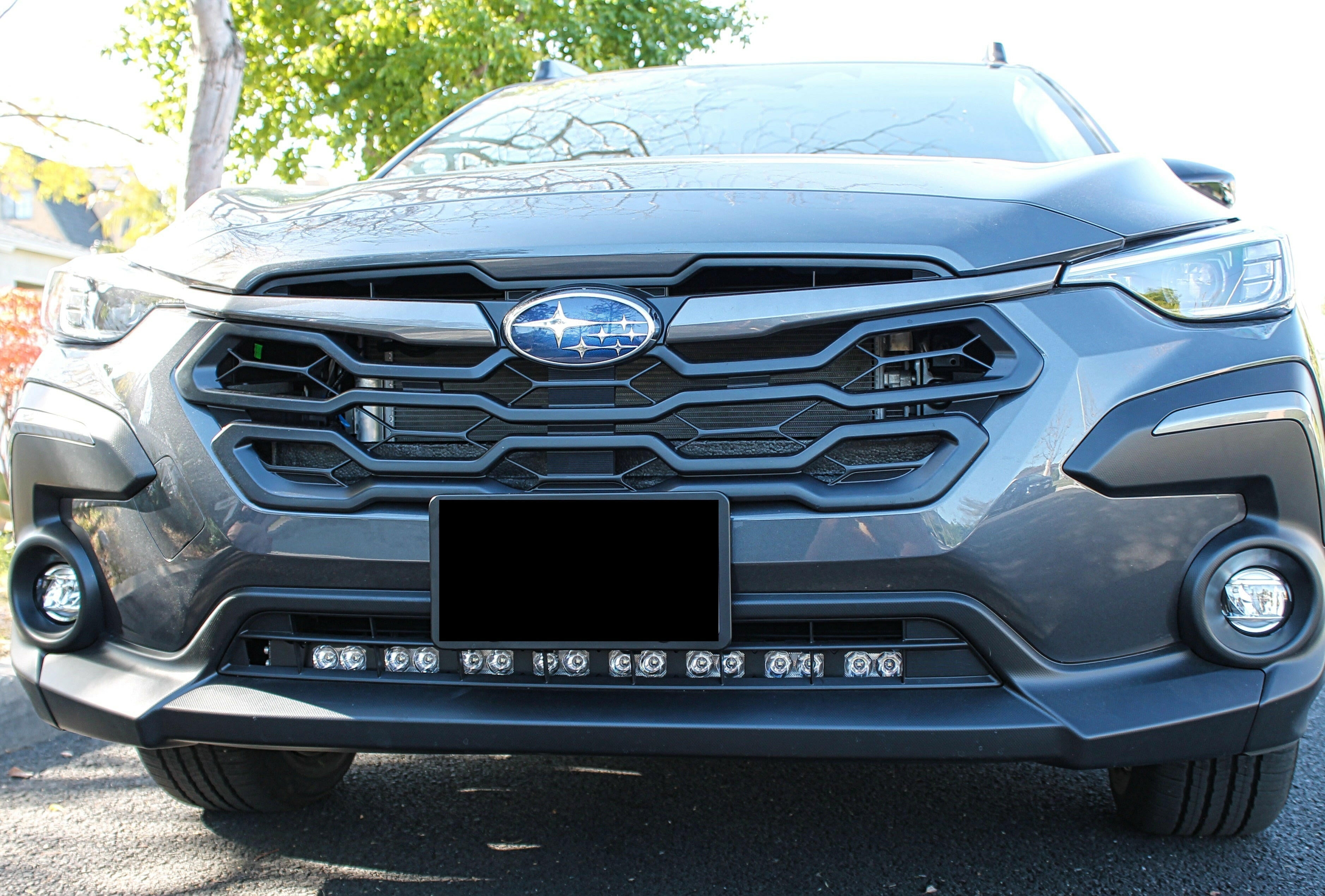 gray subaru crosstrek led light bar off roading