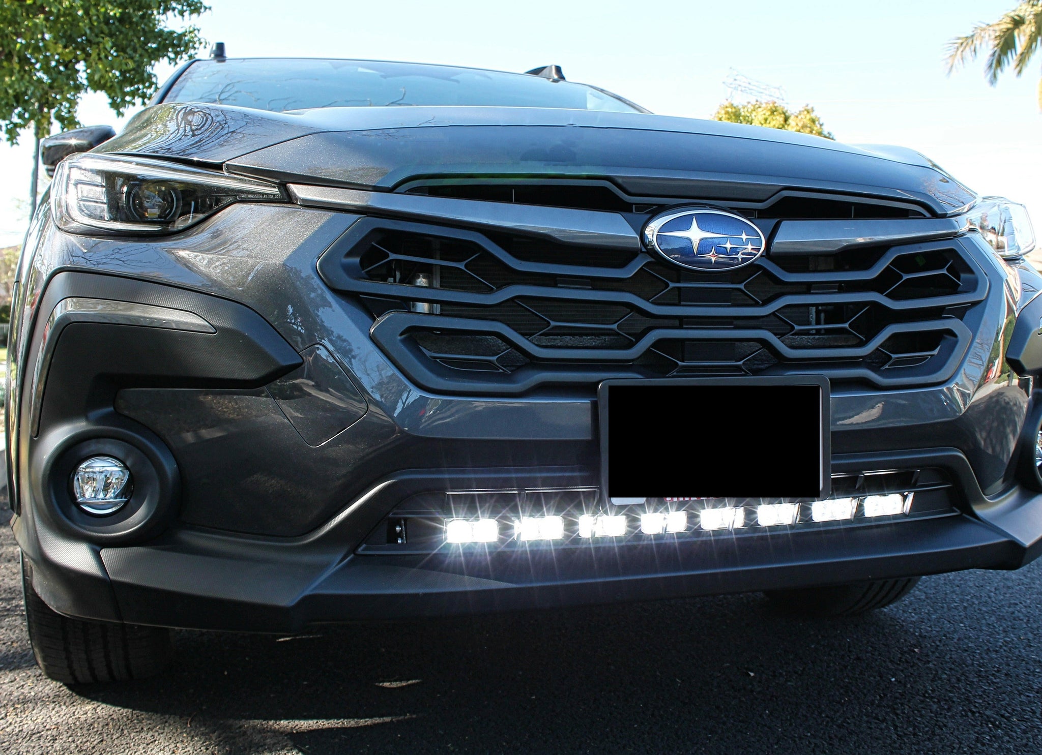 gray subaru crosstrek led light bar white off roading