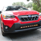 red 2022 subaru crosstrek gen 2 light bar off roading in lower grille