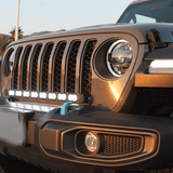 Jeep Wrangler JL light bar 2017+ (JL) 30in Light Bar - PRO on front bumper of Jeep Wrangler JL with combo pattern optics
