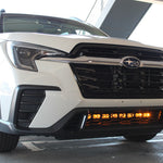 Subaru Ascent Light Bar on 2019+ model with dual color setup, bolt-on install, black powder-coated bracket—fits Premium to Touring trims