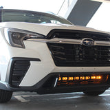 Subaru Ascent Light Bar on 2019+ model with dual color setup, bolt-on install, black powder-coated bracket—fits Premium to Touring trims