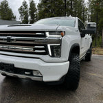 2020 2021 2022 2023 white Chevrolet Silverado 2500/3500HD one white 40in Light Bar behind the grille by M&R Automotive