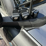 ford bronco passenger side top view of 3 light pods ditch lights