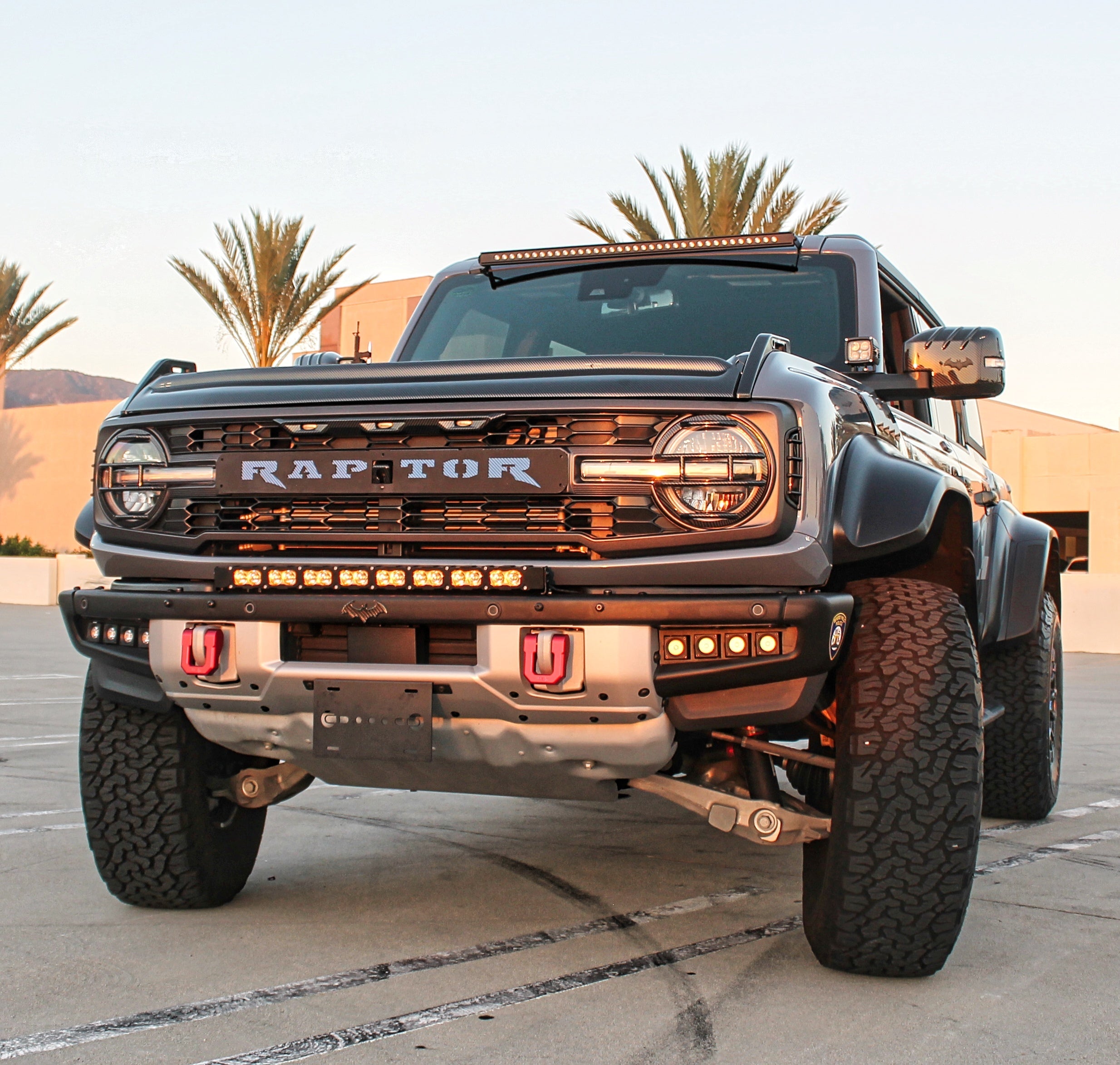 Ford Bronco Raptor 30in Light Bar - fits 2021-2026 Bronco Raptor, slim built-in look, powder-coated black brackets, easy bumper-top installation