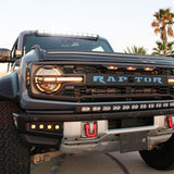 2021+ Ford Bronco Modular Bumper fog light pods shown in amber