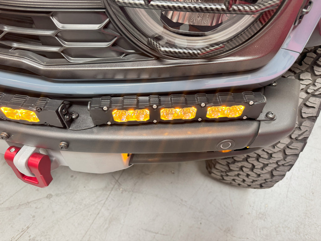 Ford Bronco Raptor Light Bar Extension for 2021+ — 12in light bars PRO installed on Modular bumper, fits 2021-2026 Bronco Raptor with 40in PRO option