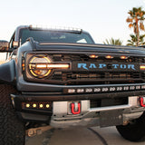 Ford Bronco 40in Roof Light Bar image showcasing rugged Raptor front with curved LED bars and black powder-coated brackets