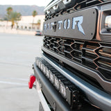 Ford Bronco Raptor 30in Light Bar image on front grille close-up with rugged bumper and Raptor branding