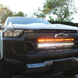 2023 2024 white chevrolet colorado with behind grille 30in light bars white and amber