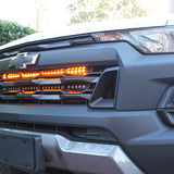 2023 2024 white chevrolet colorado with behind grille 30in light bars amber