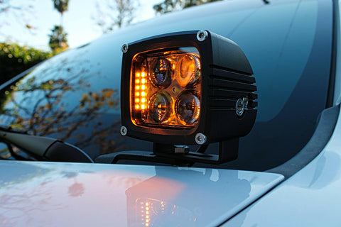 2023 2024 white chevrolet colorado amber color ditch light pods hood mount kit