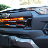 2023 2024 white chevrolet colorado with behind grille 30in light bar amber