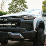2023 2024 white chevrolet colorado with behind grille 30in light bar white