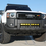 Land Cruiser Light bars on 2024+ Toyota Land Cruiser with front grille removal—bold LED light bar kit for Land Cruiser models 1958 and newer