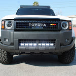 Land Cruiser light bar front view for 2024+ Toyota Land Cruiser with high-intensity LED bar mounted behind grille