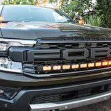 2024 ford ranger raptor amber LED Light bar in front grille and ditch lights