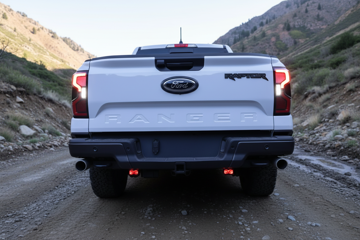 2024+ Ford Ranger Raptor reverse light kit, white LED pods with amber or red backlight