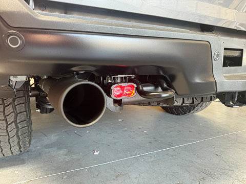 Ford Raptor Gen 3 reverse kit Ford Raptor Gen 3 reverse kit 2024+ Refresh - shows rear view with exhaust and red rear fog light, fits 2024-2026 Gen 3 Refresh