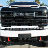 GMC Sierra HD light bar 40in PRO for 2024+ GMC Sierra 2500/3500 HD with AEV bumpers; curved LED light bar stays slim to grille