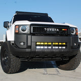 Land Cruiser Light bars on 2024+ Toyota Land Cruiser front view emphasizing off-road LED light bar installed behind bumper grille