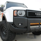 Land Cruiser light bar front view on 2024+ Toyota Land Cruiser with off-road bumper and LED light bar