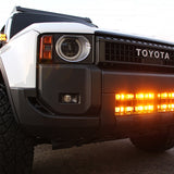 Land Cruiser Light bars on 2024+ Toyota Land Cruiser with front grille removed showing LED light bar for enhanced off-road visibility