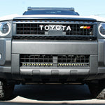 Land Cruiser lightbar on front of 2024+ Toyota Land Cruiser, installed behind lower grille with unobtrusive slim design