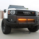 Land Cruiser ditch lights on 2024+ Toyota Land Cruiser with dual amber/backglow DRL and white LED headlights