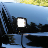 upclose ditch light on new 2024 toyota tacoma white LED light, hood mount 