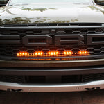 top view of 2024 ford ranger raptor 30in LED light bar behind the grille