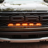 top view of 2024 ford ranger raptor 30in LED light bar behind the grille