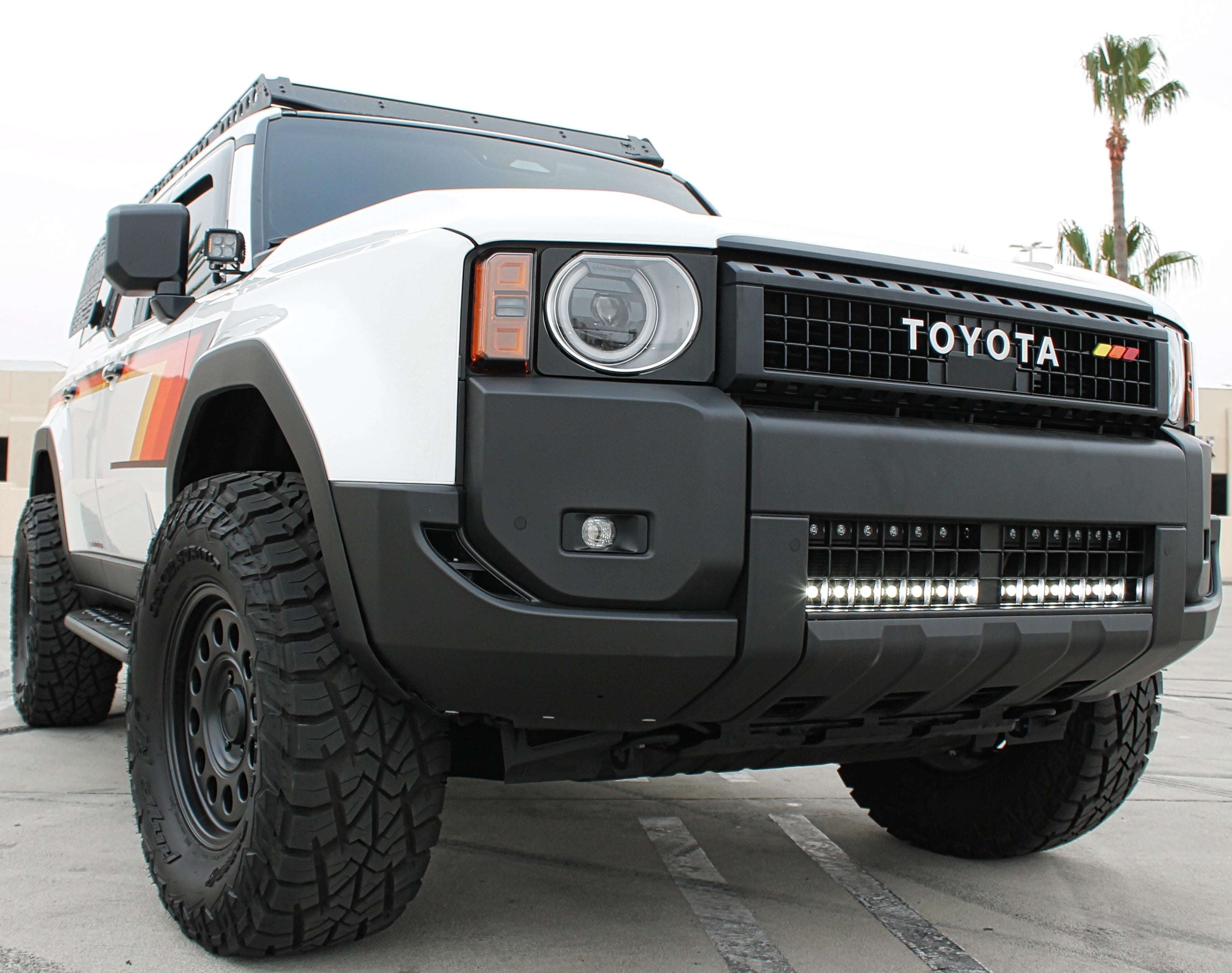 Land Cruiser light bar for 2024+ Slim fits Toyota Land Cruiser 2024-2026, installs behind lower grille, does not affect radiator cooling