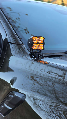 close up view amber ditch lights for the ford ranger raptor 