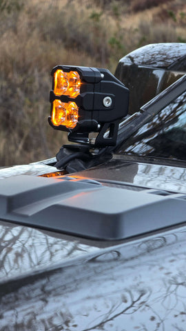 close up view amber ditch lights for the ford ranger raptor 