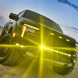 2024+ Ford F150 Raptor with amber light bar installed, showcasing the Ford F150 Raptor Light Bar in action.