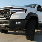 RAM RHO FOG: Bolt-on fog light kit for 2025+ RAM 1500 RHO model with black powder-coated bracket, no cutting, factory openings