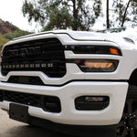 2025+ RAM 2500 light bar 40in PRO curved LED installed on white RAM 2500 truck front grille
