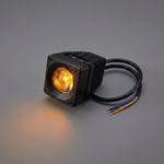 2017-2020 Ford Raptor Gen 2 fog light kit - 20W LED fog light pod unlit, close-up of the lens and black aluminum housing