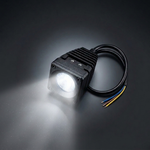 2021+ Ford Bronco modular bumper dual function fog light kit - 20W LED fog light pod lit white, angled studio product photo