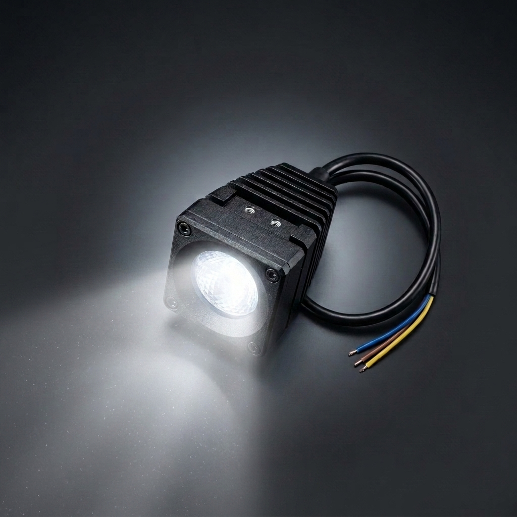 2017-2020 Ford Raptor Gen 2 fog light kit - 20W LED fog light pod lit white, angled studio product photo