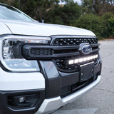 Detail of the Ford Ranger 30-inch PRO LED light bar seated in the factory grille opening